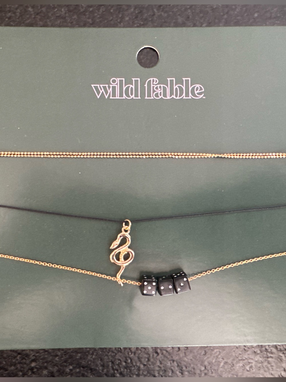 wild fable Black Bead & Gold Layered Necklace Trio set